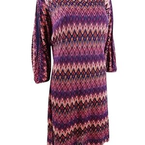 Trina Turk Multicolor Chevron Long Sleeve Dress